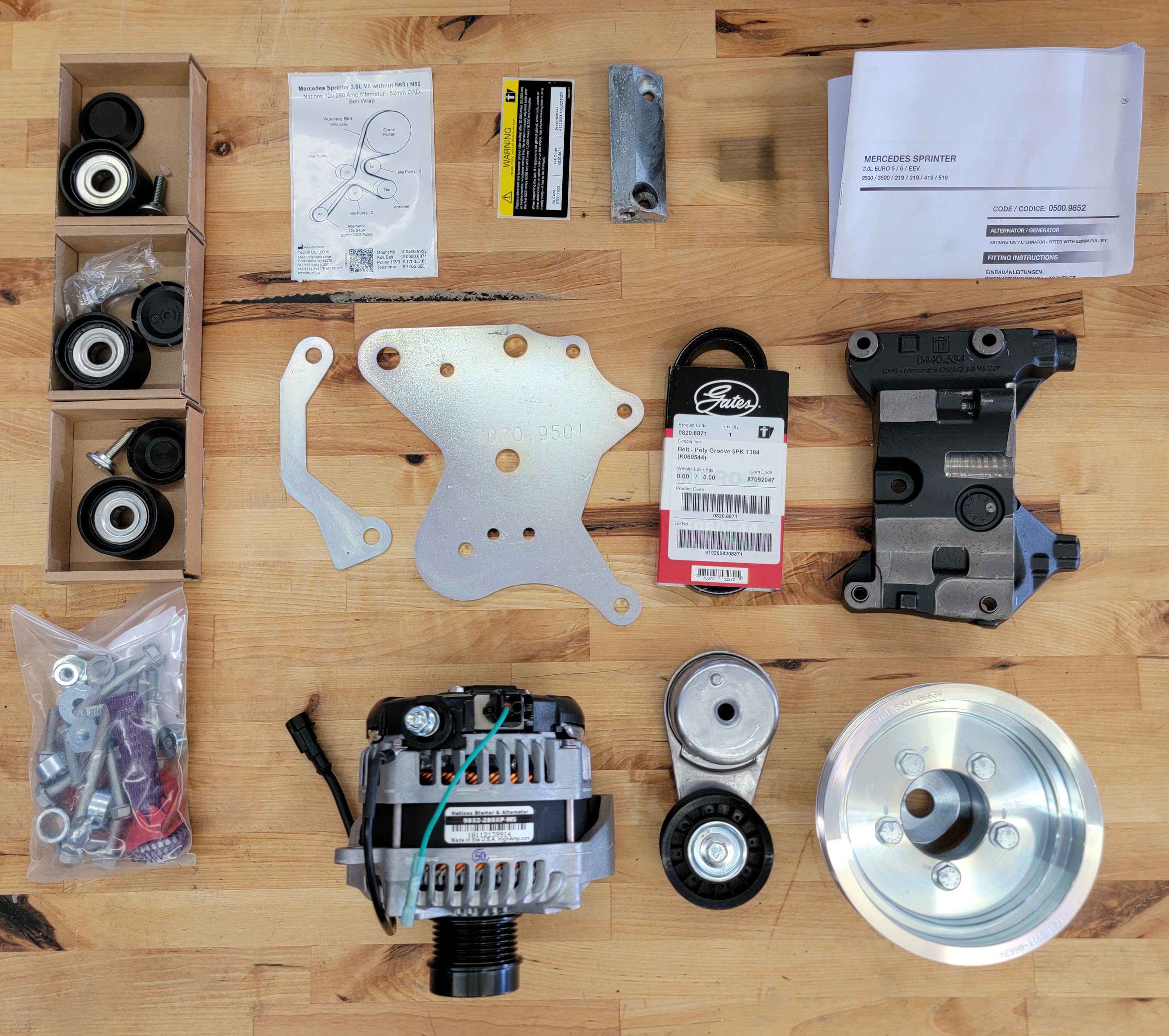 Kit Alt Sprinter Van Dual Alternator Kit - 280XP High Amp for Lithium Battery ...